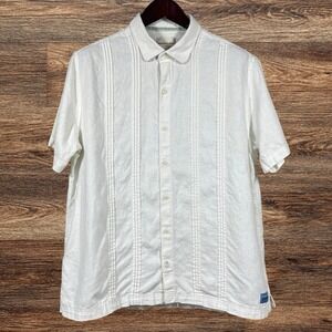 Scotch & Soda Linen Blend Shirt Mens XL Off-White Short Sleeve Button Up
